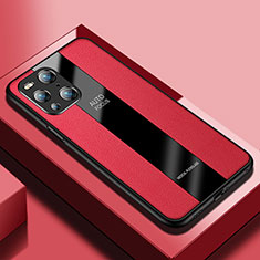 Soft Silicone Gel Leather Snap On Case Cover S03 for Oppo Find X3 5G Red