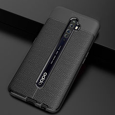 Soft Silicone Gel Leather Snap On Case Cover S03 for Oppo Reno2 Z Black