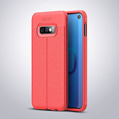 Soft Silicone Gel Leather Snap On Case Cover S03 for Samsung Galaxy S10e Red