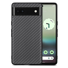 Soft Silicone Gel Leather Snap On Case Cover S03D for Google Pixel 6a 5G Black