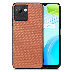 Soft Silicone Gel Leather Snap On Case Cover S03D for Realme C30s Brown