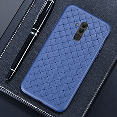 Soft Silicone Gel Leather Snap On Case Cover S04 for Huawei Mate 20 Lite Blue