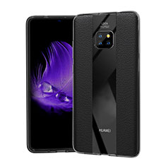 Soft Silicone Gel Leather Snap On Case Cover S04 for Huawei Mate 20 Pro Black