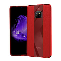 Soft Silicone Gel Leather Snap On Case Cover S04 for Huawei Mate 20 Pro Red