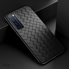 Soft Silicone Gel Leather Snap On Case Cover S04 for Huawei Nova 7 Pro 5G Black