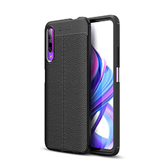 Soft Silicone Gel Leather Snap On Case Cover S04 for Huawei Y9s Black