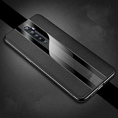 Soft Silicone Gel Leather Snap On Case Cover S04 for Oppo Reno2 Black