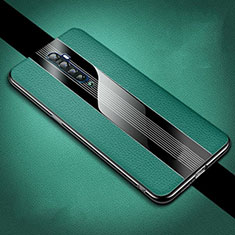 Soft Silicone Gel Leather Snap On Case Cover S04 for Oppo Reno2 Green