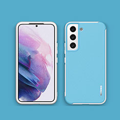 Soft Silicone Gel Leather Snap On Case Cover S04 for Samsung Galaxy S21 Plus 5G Sky Blue