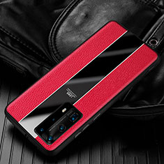 Soft Silicone Gel Leather Snap On Case Cover S05 for Huawei P40 Pro+ Plus Red