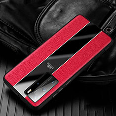 Soft Silicone Gel Leather Snap On Case Cover S05 for Huawei P40 Pro Red