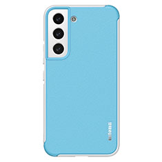 Soft Silicone Gel Leather Snap On Case Cover S05 for Samsung Galaxy S22 5G Sky Blue