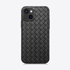 Soft Silicone Gel Leather Snap On Case Cover S06 for Apple iPhone 13 Black