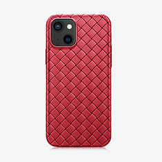 Soft Silicone Gel Leather Snap On Case Cover S06 for Apple iPhone 13 Mini Red