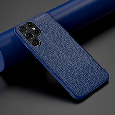 Soft Silicone Gel Leather Snap On Case Cover S06 for Samsung Galaxy S21 Ultra 5G Blue