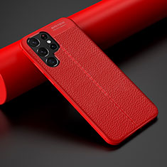 Soft Silicone Gel Leather Snap On Case Cover S06 for Samsung Galaxy S22 Ultra 5G Red