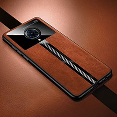 Soft Silicone Gel Leather Snap On Case Cover S06 for Vivo Nex 3 5G Brown