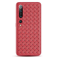 Soft Silicone Gel Leather Snap On Case Cover S07 for Xiaomi Mi 10 Red