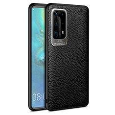 Soft Silicone Gel Leather Snap On Case Cover S08 for Huawei P40 Pro+ Plus Black