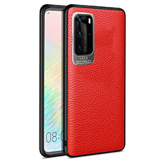 Soft Silicone Gel Leather Snap On Case Cover S08 for Huawei P40 Pro Red