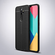 Soft Silicone Gel Leather Snap On Case Cover S08 for Oppo A11 Black