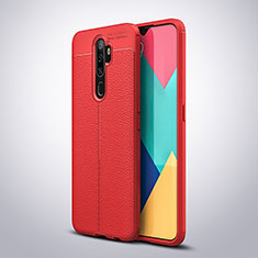 Soft Silicone Gel Leather Snap On Case Cover S08 for Oppo A11 Red