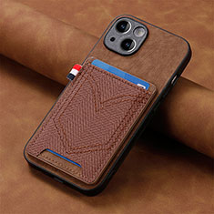 Soft Silicone Gel Leather Snap On Case Cover SD1 for Apple iPhone 14 Plus Brown