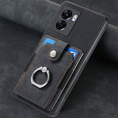 Soft Silicone Gel Leather Snap On Case Cover SD1 for OnePlus Nord N300 5G Black