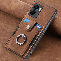 Soft Silicone Gel Leather Snap On Case Cover SD1 for OnePlus Nord N300 5G Brown