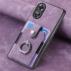 Soft Silicone Gel Leather Snap On Case Cover SD1 for Oppo A17 Clove Purple