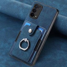 Soft Silicone Gel Leather Snap On Case Cover SD1 for Oppo A54 5G Blue