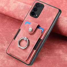 Soft Silicone Gel Leather Snap On Case Cover SD1 for Oppo A54 5G Pink