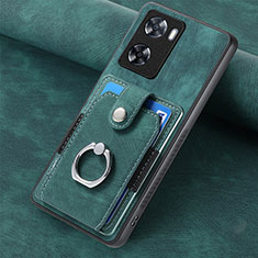 Soft Silicone Gel Leather Snap On Case Cover SD1 for Oppo A57 4G Green