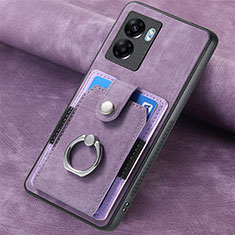 Soft Silicone Gel Leather Snap On Case Cover SD1 for Oppo A57 5G Clove Purple
