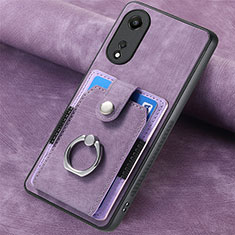 Soft Silicone Gel Leather Snap On Case Cover SD1 for Oppo A58 5G Clove Purple