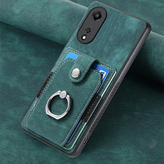 Soft Silicone Gel Leather Snap On Case Cover SD1 for Oppo A58 5G Green