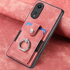 Soft Silicone Gel Leather Snap On Case Cover SD1 for Oppo A58 5G Pink