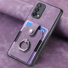 Soft Silicone Gel Leather Snap On Case Cover SD1 for Oppo A74 4G Clove Purple