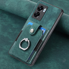 Soft Silicone Gel Leather Snap On Case Cover SD1 for Oppo A77 5G Green