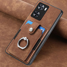 Soft Silicone Gel Leather Snap On Case Cover SD1 for Oppo A77s Brown