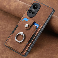 Soft Silicone Gel Leather Snap On Case Cover SD1 for Oppo Reno10 5G Brown