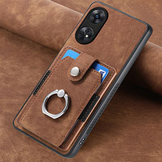 Soft Silicone Gel Leather Snap On Case Cover SD1 for Oppo Reno8 T 4G Brown