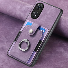 Soft Silicone Gel Leather Snap On Case Cover SD1 for Oppo Reno8 T 4G Clove Purple