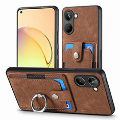 Soft Silicone Gel Leather Snap On Case Cover SD1 for Realme 10 4G Brown