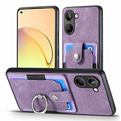 Soft Silicone Gel Leather Snap On Case Cover SD1 for Realme 10 4G Clove Purple