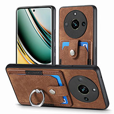 Soft Silicone Gel Leather Snap On Case Cover SD1 for Realme 11 Pro+ Plus 5G Brown