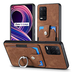 Soft Silicone Gel Leather Snap On Case Cover SD1 for Realme 8s 5G Brown