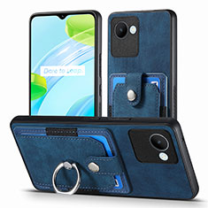 Soft Silicone Gel Leather Snap On Case Cover SD1 for Realme C30 Blue