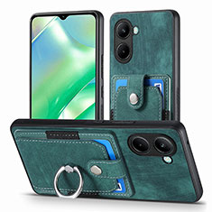 Soft Silicone Gel Leather Snap On Case Cover SD1 for Realme C33 (2023) Green