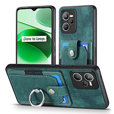 Soft Silicone Gel Leather Snap On Case Cover SD1 for Realme C35 Green